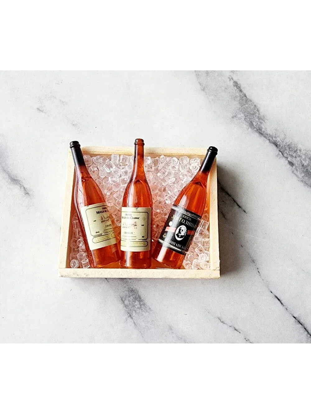 Miniature Drinks Wine Bottles in Crate Magnet Decor #1